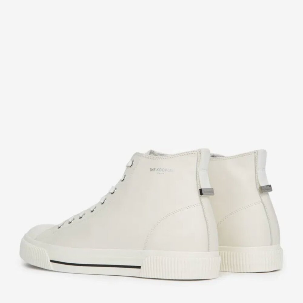 The Kooples White Smooth Leather High-Top Sneakers Men’s Size 10 Street Style - Picture 2 of 9